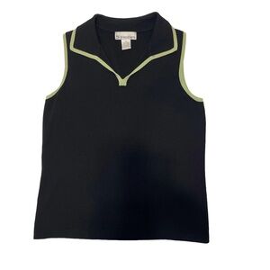 Dressbarn Black Sleeveless Top with Green Accents Women’s Size M